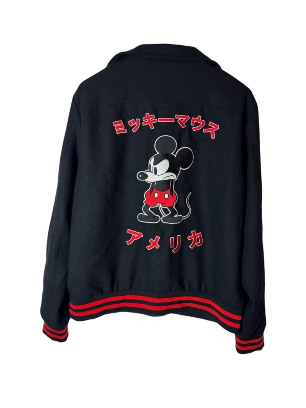 Forever 21 Mickey Mouse letterman jacket - Black with Red Accent